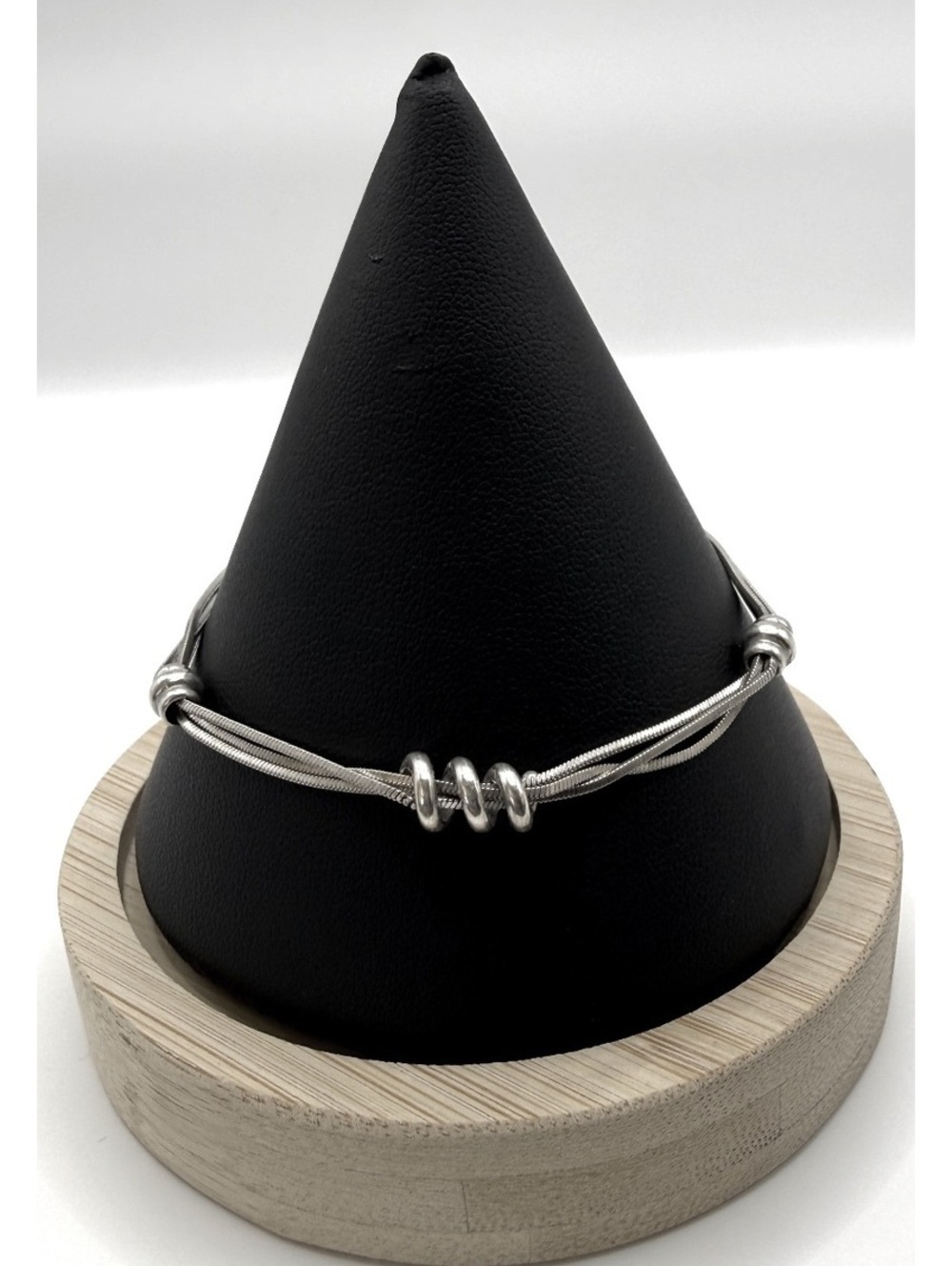 Sarda 925 Multi-Strand Snake Chain Adjustable Bracelet with Wrapped Bead Accents